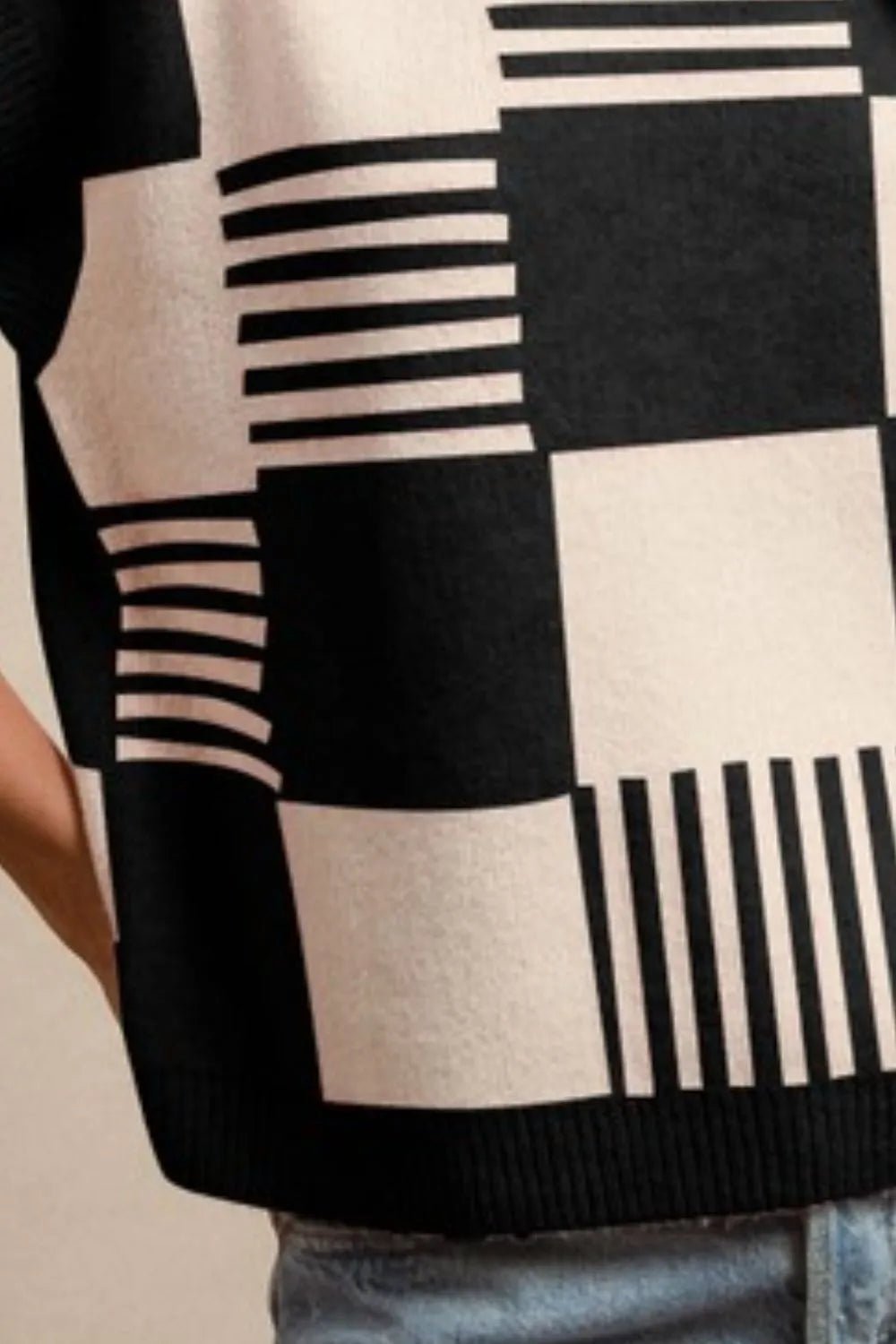 BiBi Checker With Stripes Pattern Sleeveless Sweater - Bela Fils BoutiqueBela Fils Boutique
